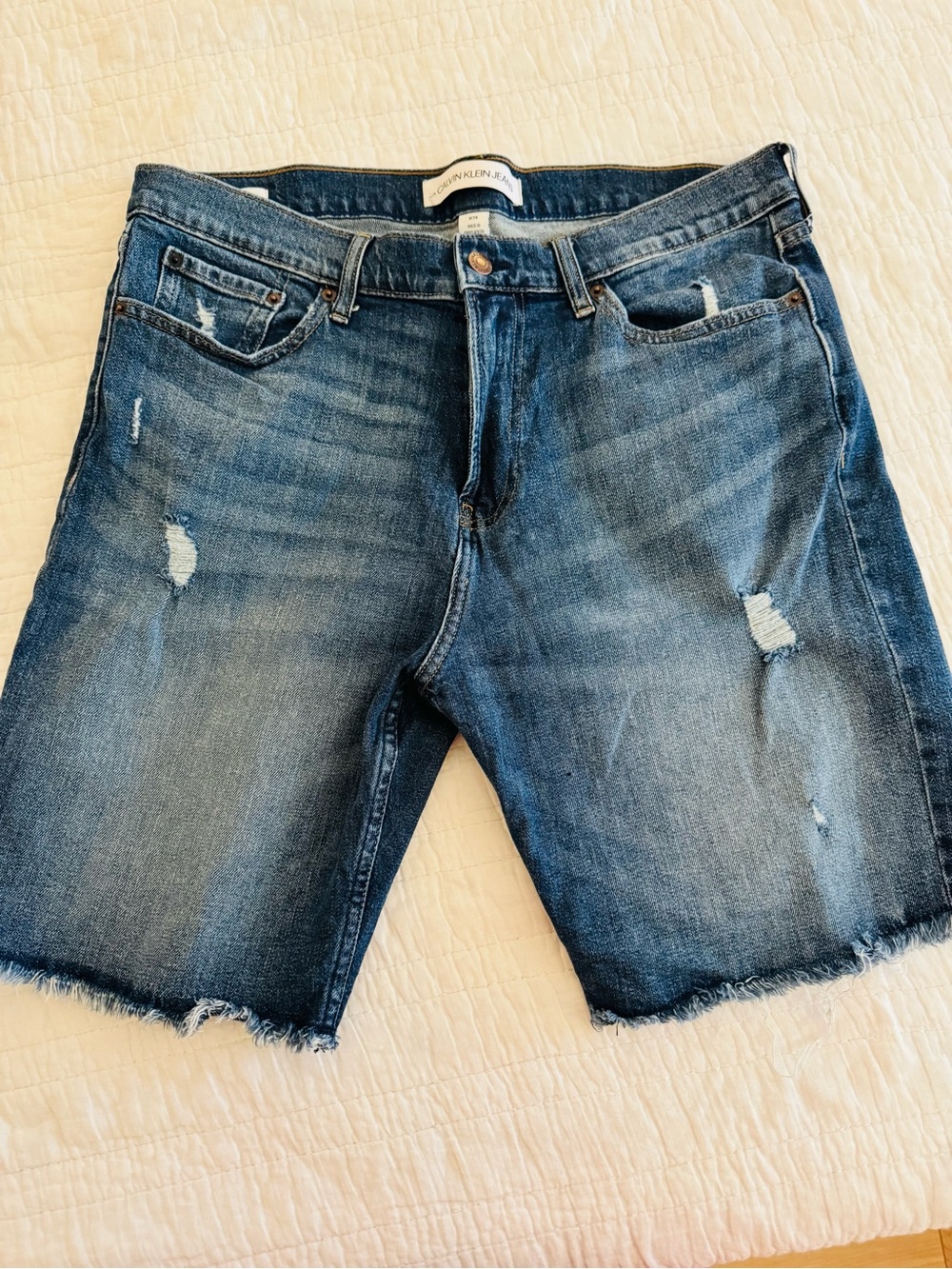 Calvin Klein Jeans Men's Medium Blue Distressed Cutoff Shorts
